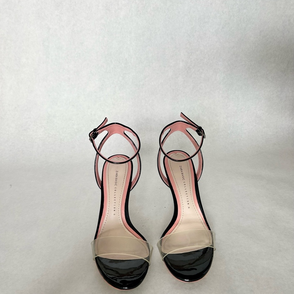 Zara Black and Pink Heeled Sandals
